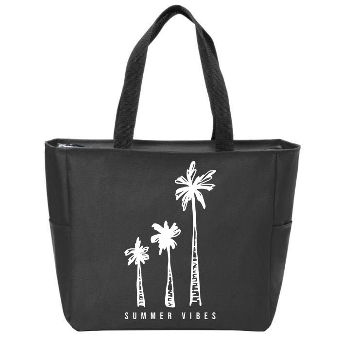 Summer Vibes Retro Palm Tree Zip Tote Bag