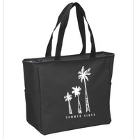 Summer Vibes Retro Palm Tree Zip Tote Bag