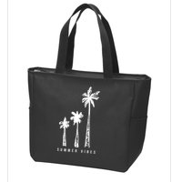 Summer Vibes Retro Palm Tree Zip Tote Bag
