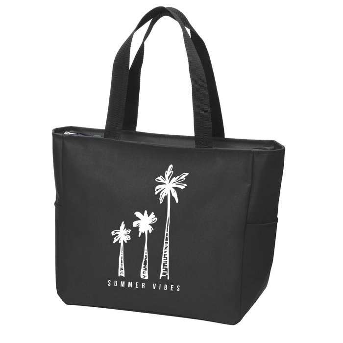 Summer Vibes Retro Palm Tree Zip Tote Bag