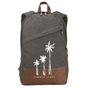 Summer Vibes Retro Palm Tree Cotton Canvas Backpack