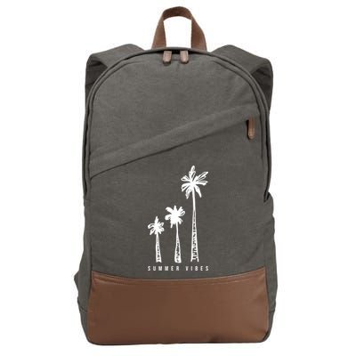 Summer Vibes Retro Palm Tree Cotton Canvas Backpack