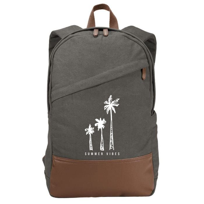 Summer Vibes Retro Palm Tree Cotton Canvas Backpack