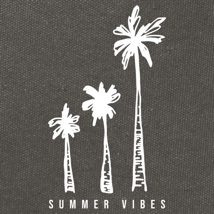 Summer Vibes Retro Palm Tree Cotton Canvas Backpack