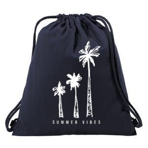 Summer Vibes Retro Palm Tree Drawstring Bag