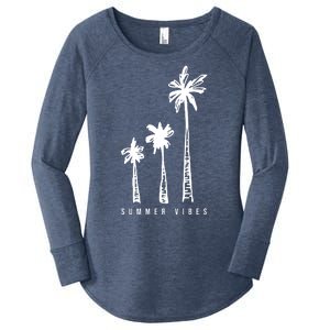 Summer Vibes Retro Palm Tree Women's Perfect Tri Tunic Long Sleeve Shirt