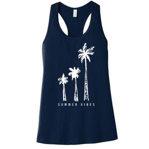 Summer Vibes Retro Palm Tree Women's Racerback Tank