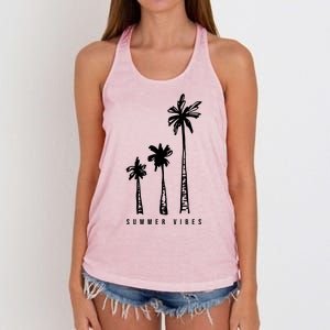 Summer Vibes Retro Palm Tree Women's Knotted Racerback Tank