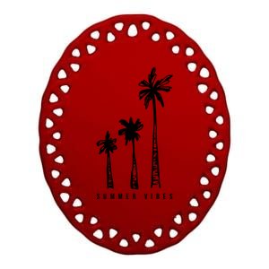 Summer Vibes Retro Palm Tree Ceramic Oval Ornament