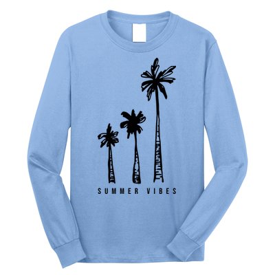 Summer Vibes Retro Palm Tree Long Sleeve Shirt