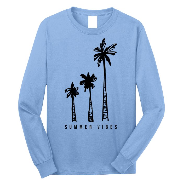Summer Vibes Retro Palm Tree Long Sleeve Shirt