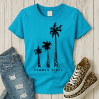Summer Vibes Retro Palm Tree Womens T-Shirt
