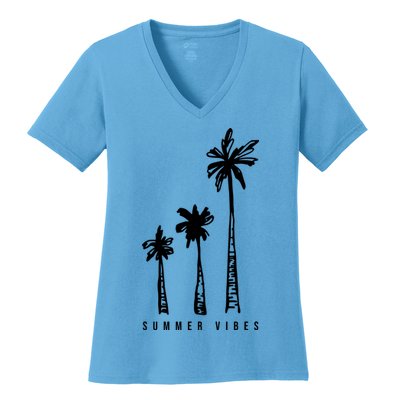 Summer Vibes Retro Palm Tree Women's V-Neck T-Shirt