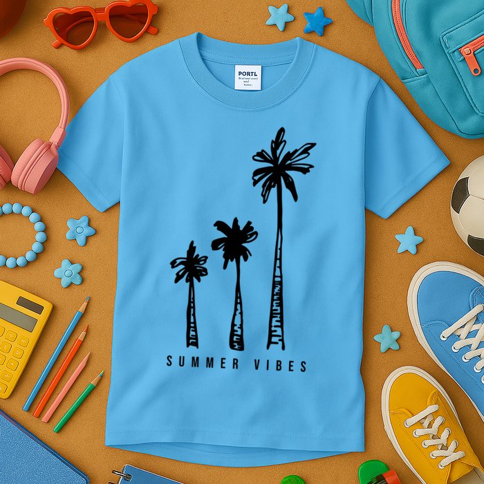 Summer Vibes Retro Palm Tree Kids T-Shirt