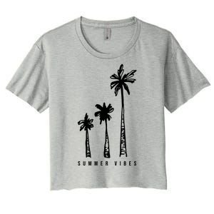 Summer Vibes Retro Palm Tree Women's Crop Top Tee