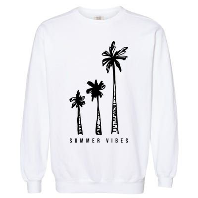 Summer Vibes Retro Palm Tree Garment-Dyed Sweatshirt