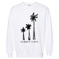 Summer Vibes Retro Palm Tree Garment-Dyed Sweatshirt