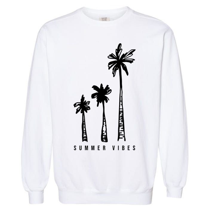 Summer Vibes Retro Palm Tree Garment-Dyed Sweatshirt