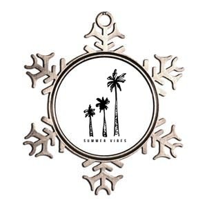 Summer Vibes Retro Palm Tree Metallic Star Ornament