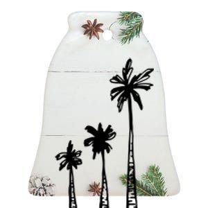 Summer Vibes Retro Palm Tree Ceramic Bell Ornament