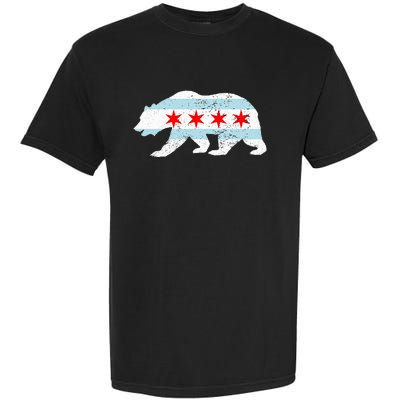 Sweet Vintage Retro Chicago City Flag Bear Print Garment-Dyed Heavyweight T-Shirt