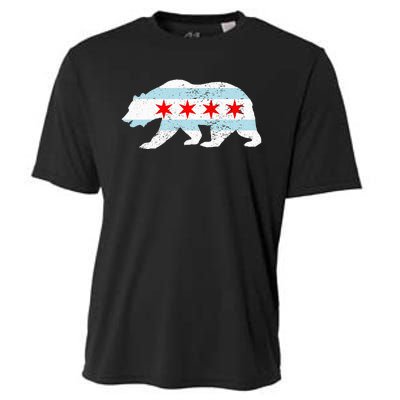 Sweet Vintage Retro Chicago City Flag Bear Print Cooling Performance Crew T-Shirt