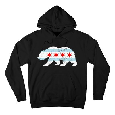 Sweet Vintage Retro Chicago City Flag Bear Print Hoodie