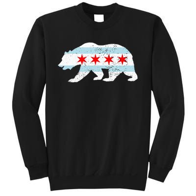 Sweet Vintage Retro Chicago City Flag Bear Print Sweatshirt