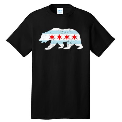 Sweet Vintage Retro Chicago City Flag Bear Print Tall T-Shirt