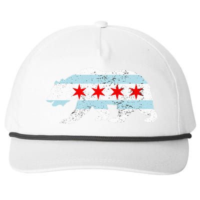 Sweet Vintage Retro Chicago City Flag Bear Print Snapback Five-Panel Rope Hat