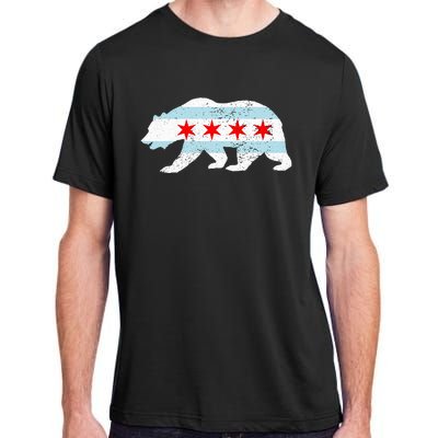 Sweet Vintage Retro Chicago City Flag Bear Print Adult ChromaSoft Performance T-Shirt