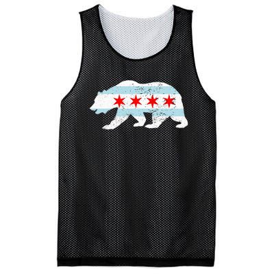 Sweet Vintage Retro Chicago City Flag Bear Print Mesh Reversible Basketball Jersey Tank