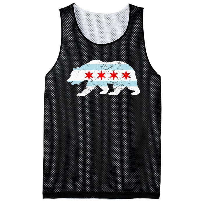 Sweet Vintage Retro Chicago City Flag Bear Print Mesh Reversible Basketball Jersey Tank