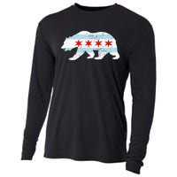 Sweet Vintage Retro Chicago City Flag Bear Print Cooling Performance Long Sleeve Crew