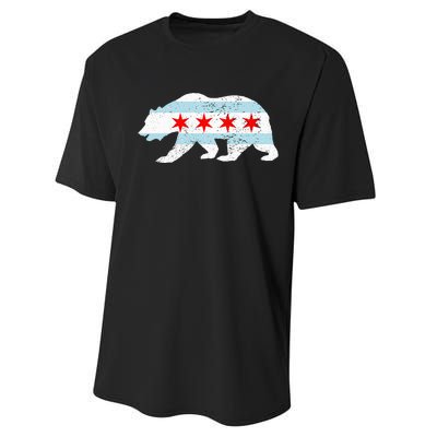 Sweet Vintage Retro Chicago City Flag Bear Print Performance Sprint T-Shirt