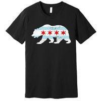 Sweet Vintage Retro Chicago City Flag Bear Print Premium T-Shirt