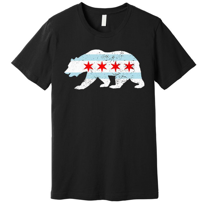 Sweet Vintage Retro Chicago City Flag Bear Print Premium T-Shirt