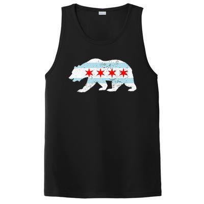 Sweet Vintage Retro Chicago City Flag Bear Print PosiCharge Competitor Tank