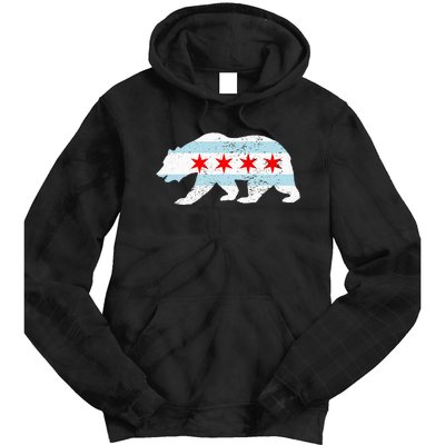 Sweet Vintage Retro Chicago City Flag Bear Print Tie Dye Hoodie