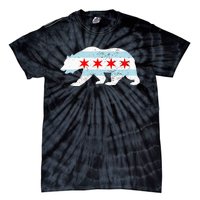 Sweet Vintage Retro Chicago City Flag Bear Print Tie-Dye T-Shirt