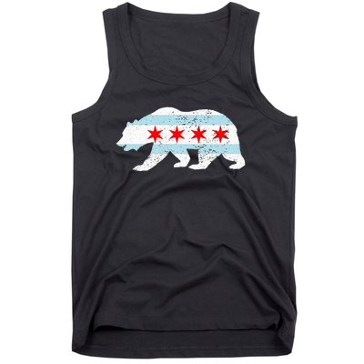 Sweet Vintage Retro Chicago City Flag Bear Print Tank Top