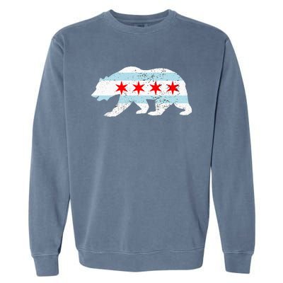 Sweet Vintage Retro Chicago City Flag Bear Print Garment-Dyed Sweatshirt