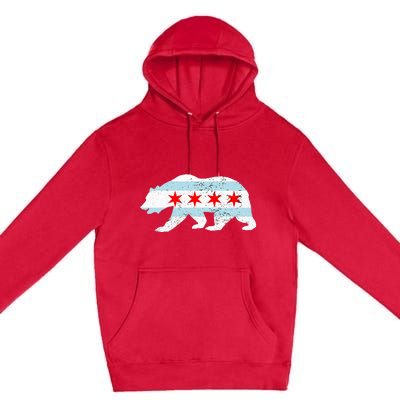 Sweet Vintage Retro Chicago City Flag Bear Print Premium Pullover Hoodie