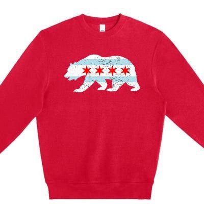 Sweet Vintage Retro Chicago City Flag Bear Print Premium Crewneck Sweatshirt