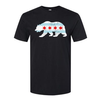 Sweet Vintage Retro Chicago City Flag Bear Print Softstyle® CVC T-Shirt