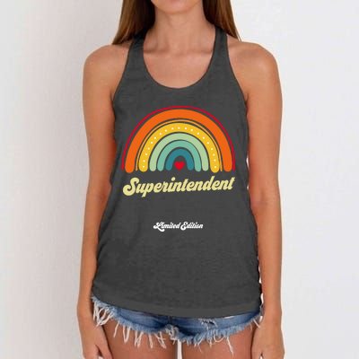 Superintendent Vintage Retro Funny Title Birthday Coworker Women's Knotted Racerback Tank