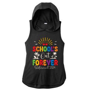 Summer Vacation Retro SchoolS Out Forever Retirement 2024 Ladies PosiCharge Tri-Blend Wicking Draft Hoodie Tank