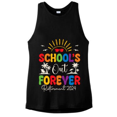 Summer Vacation Retro SchoolS Out Forever Retirement 2024 Ladies PosiCharge Tri-Blend Wicking Tank