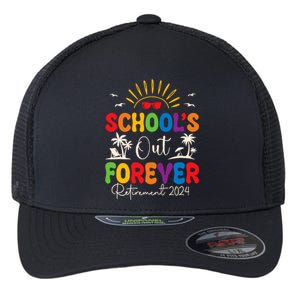 Summer Vacation Retro SchoolS Out Forever Retirement 2024 Flexfit Unipanel Trucker Cap