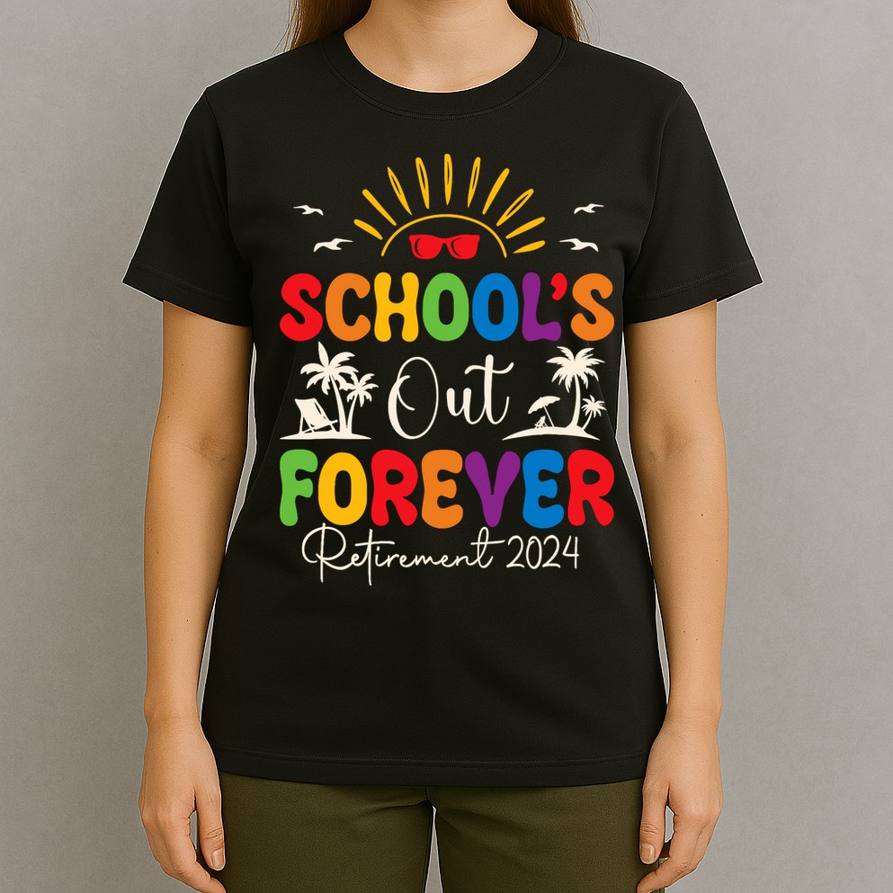 Summer Vacation Retro SchoolS Out Forever Retirement 2024 T-Shirt
